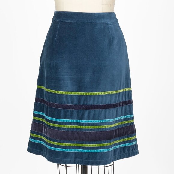 Boden turquoise blue green teal velvet ribbon skirt size 6 - Picture 3 of 9
